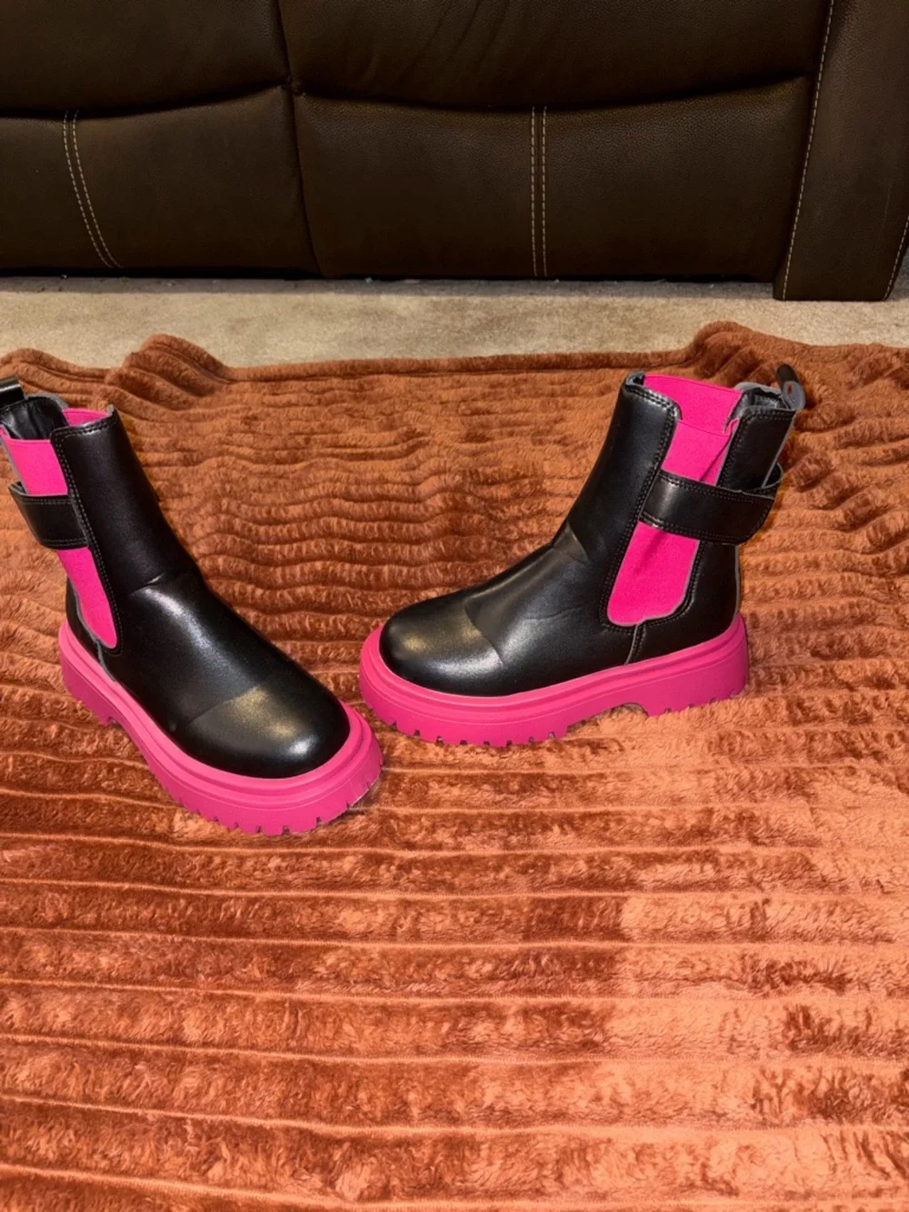 Black Boots with Hot Pink Platform Soles
